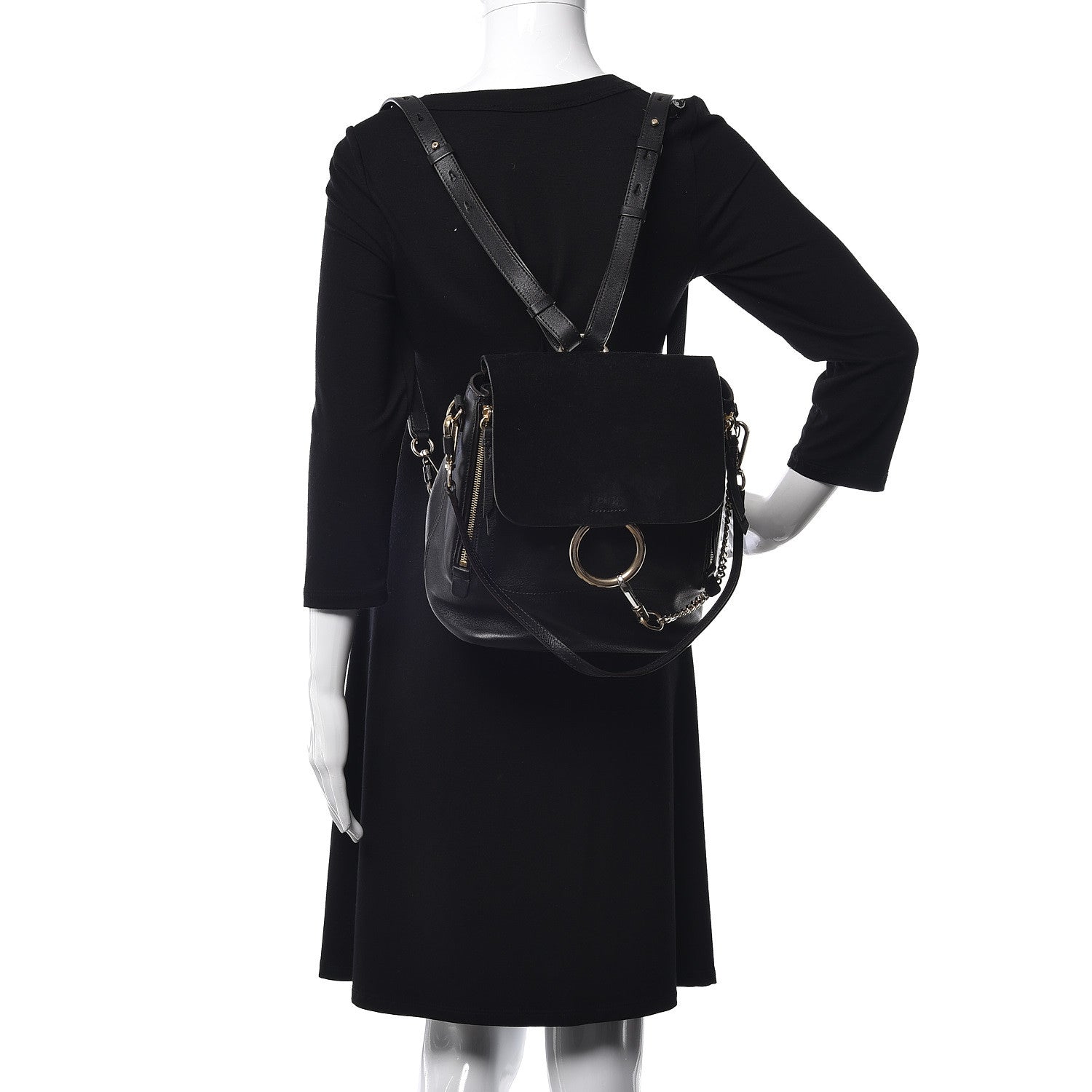 Chloe Suede Calfskin Medium Faye Backpack Black 2 of 12