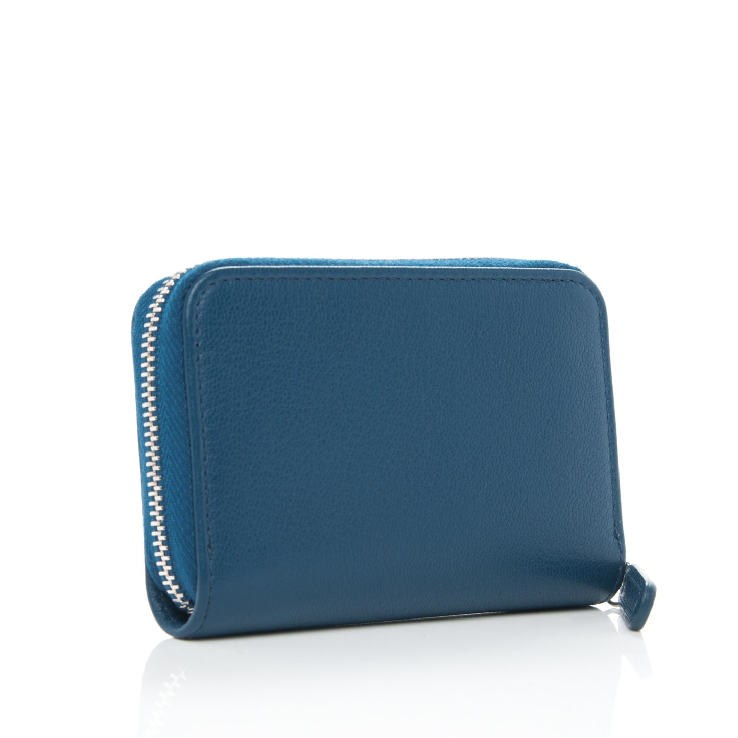 Goatskin Zip Around Coin Purse Wallet Dark Navy