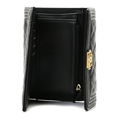Chanel Caviar Quilted Medium Boy Flap Wallet Black 5 of 7