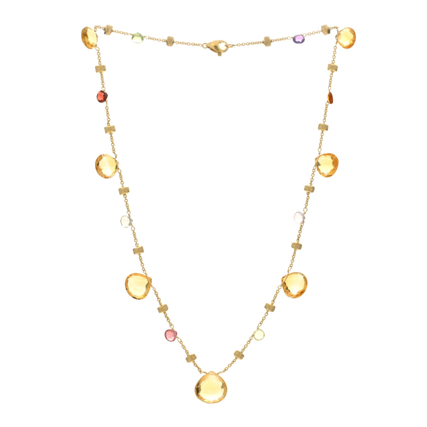 18K Yellow Gold Multi Gemstone Paradise Station Necklace