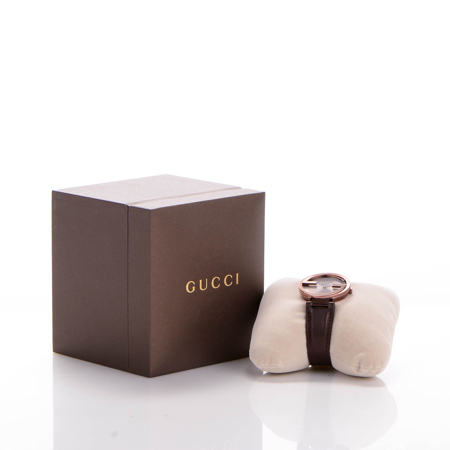 Gucci Stainless Steel Calfskin 37mm Interlocking G Quartz Watch Brown 9 of 9