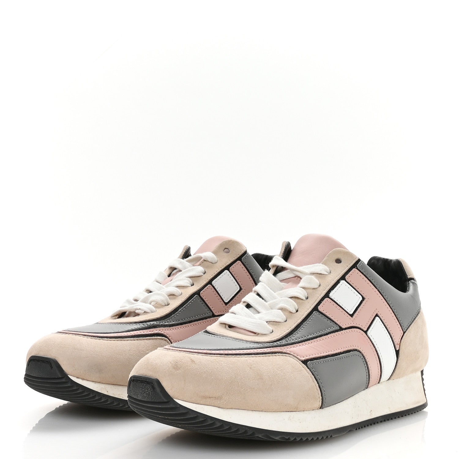 Hermes Calfskin Suede Goatskin Womens Chris Sneakers 39.5 Gris D'Hiver 4 of 8