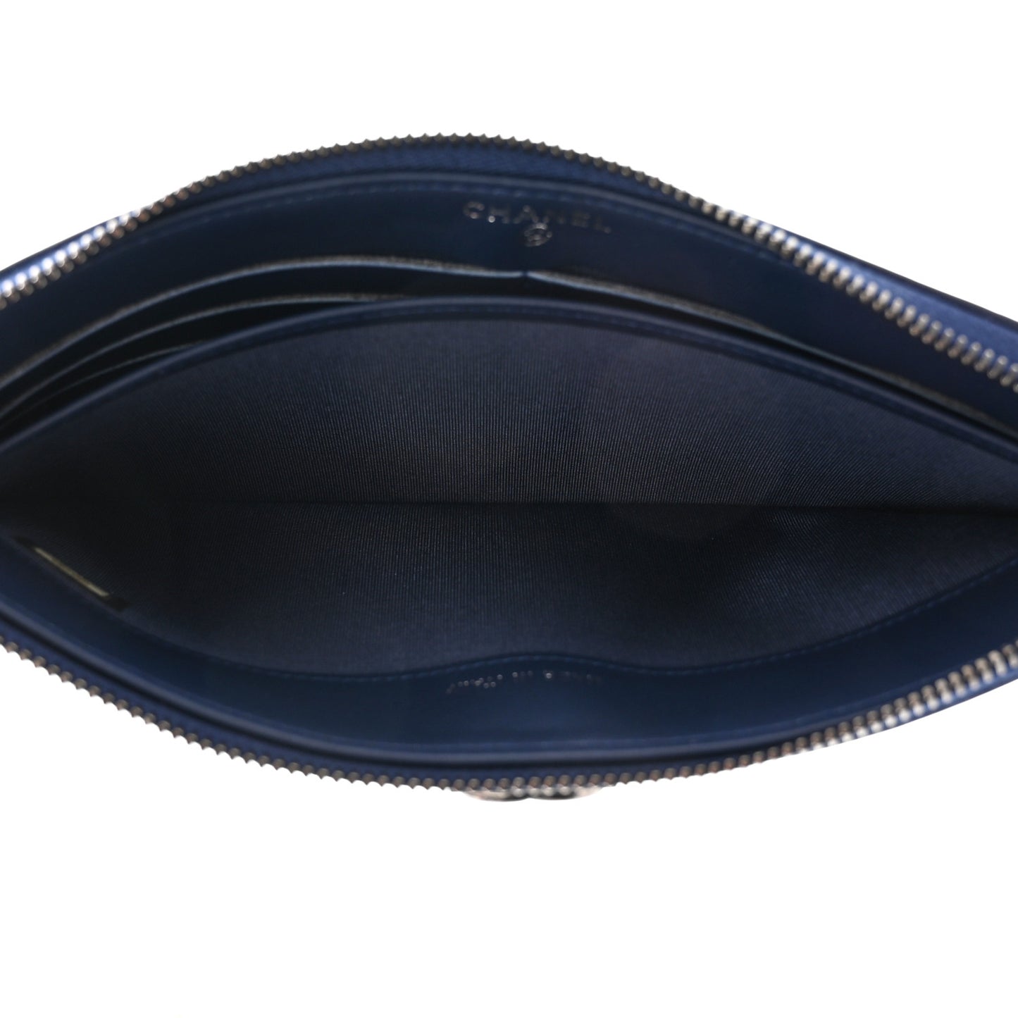 Lambskin Quilted Small Boy Zipped Pouch Navy