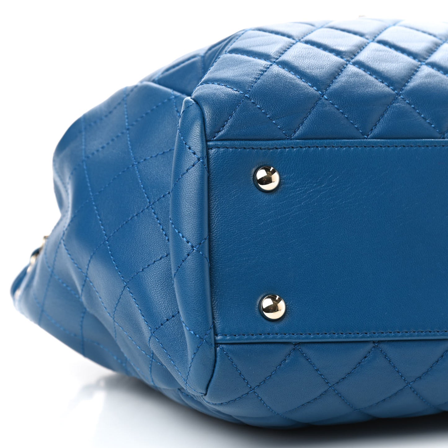 Lambskin Quilted Drawstring Bag Blue