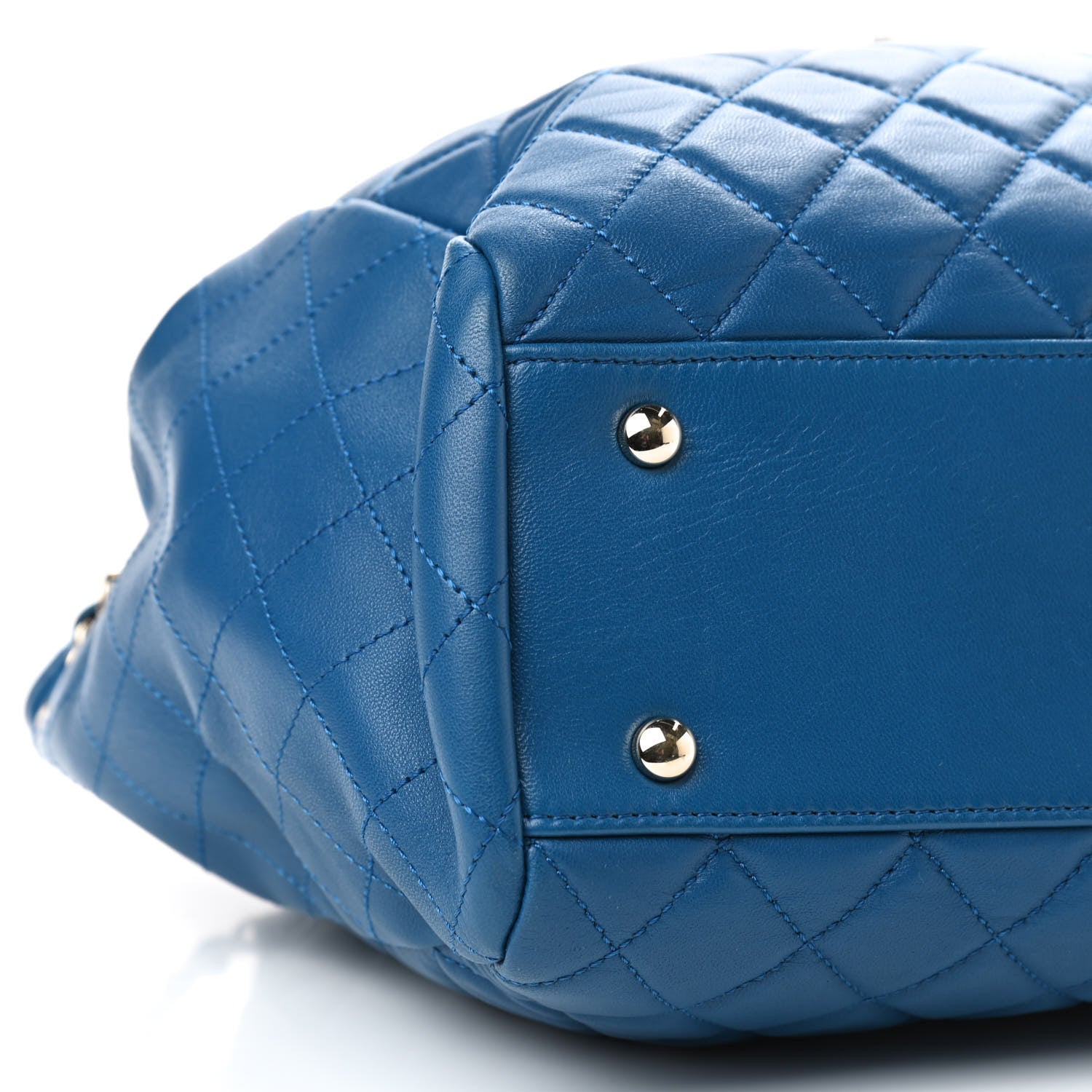 Chanel Lambskin Quilted Drawstring Bag Blue 5 of 8