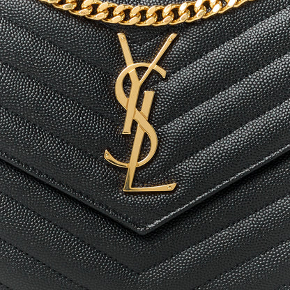 Saint Laurent Grain De Poudre Matelasse Chevron Monogram Chain Wallet Black 7 of 10