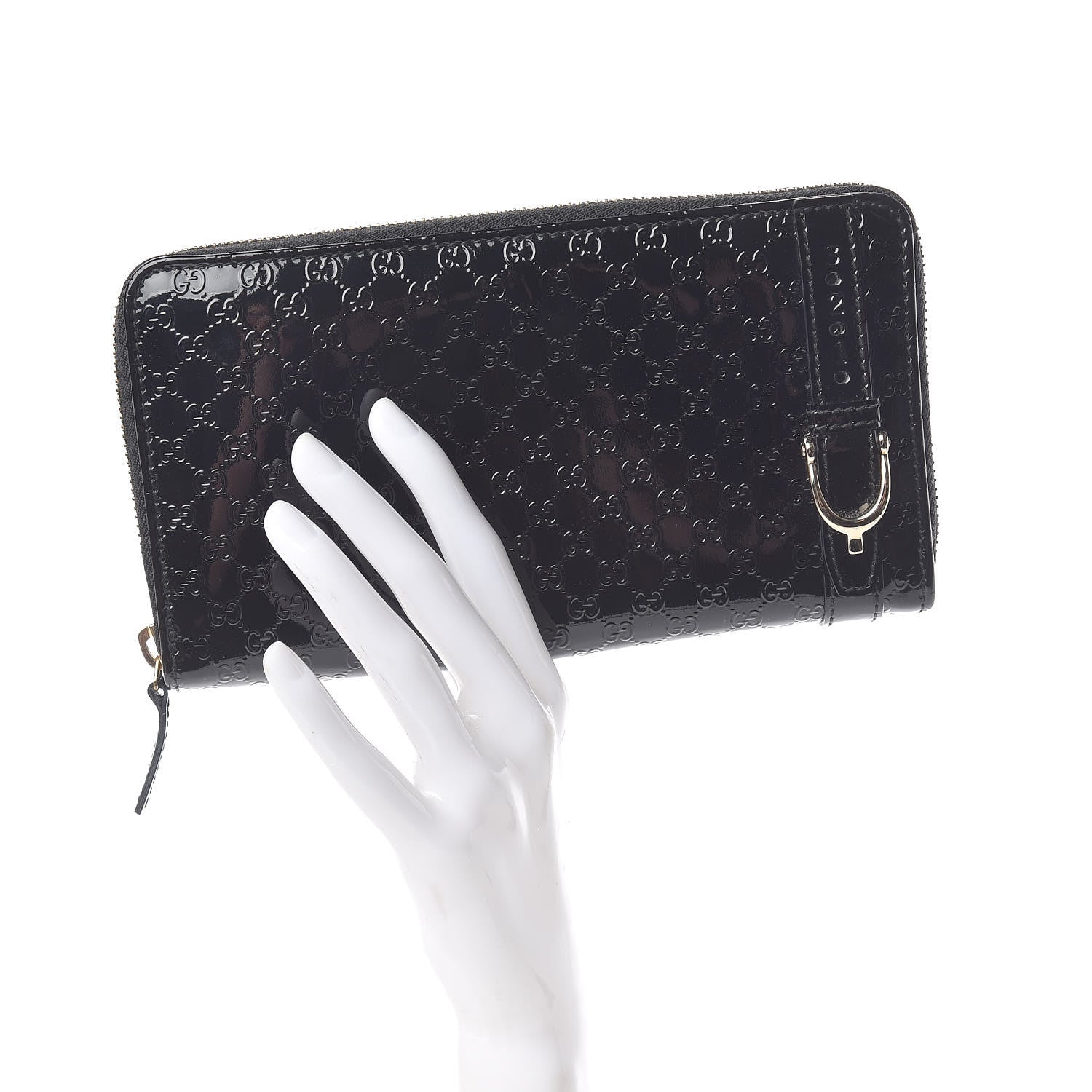 Gucci Patent Microguccissima Nice Zip Around Wallet Black 2 of 8