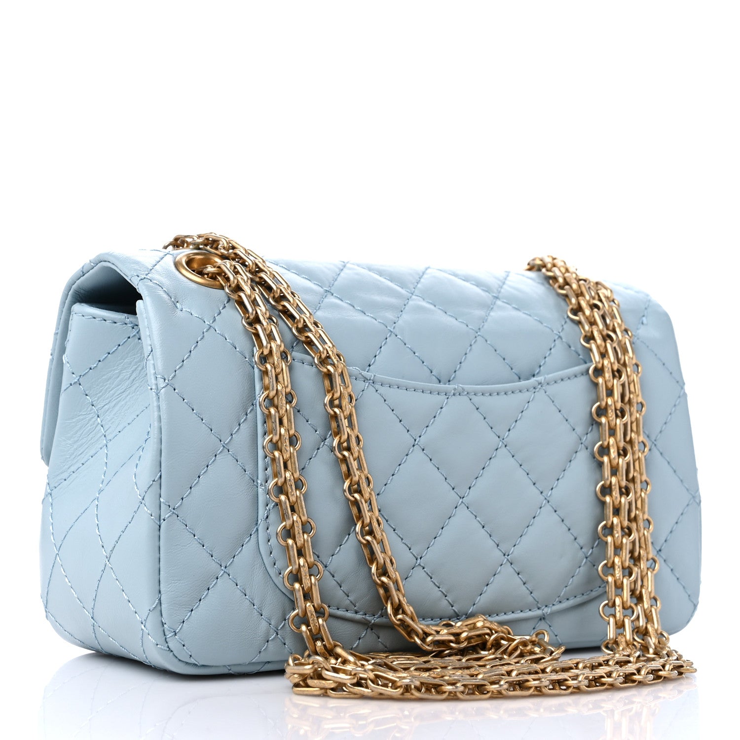 Chanel Aged Calfskin Quilted 2.55 Reissue Mini Flap Blue 3 of 9
