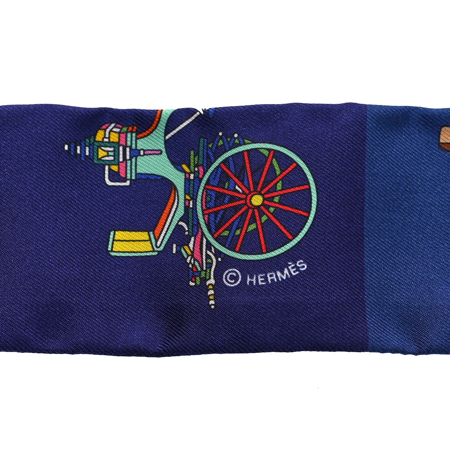 Hermes Silk Les Voitures Exquises Twilly Bleu Vert Multicolor 3 of 4
