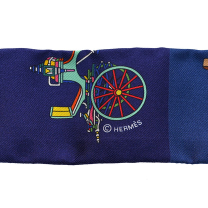 Hermes Silk Les Voitures Exquises Twilly Bleu Vert Multicolor 3 of 4