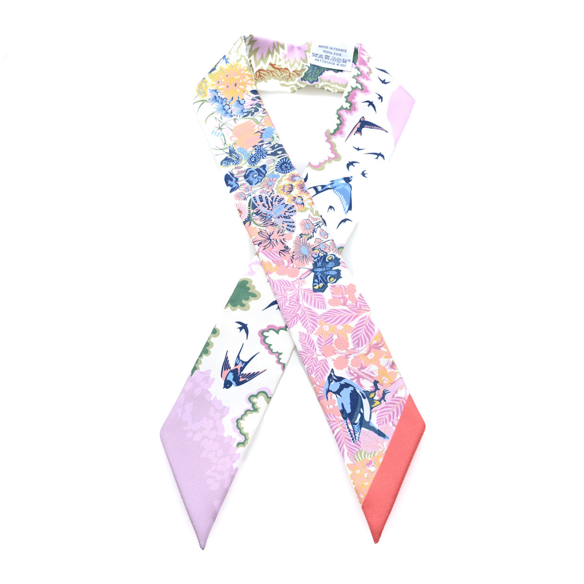 Hermes Silk Rewilding Nature Twilly White Mauve Vert 1 of 3