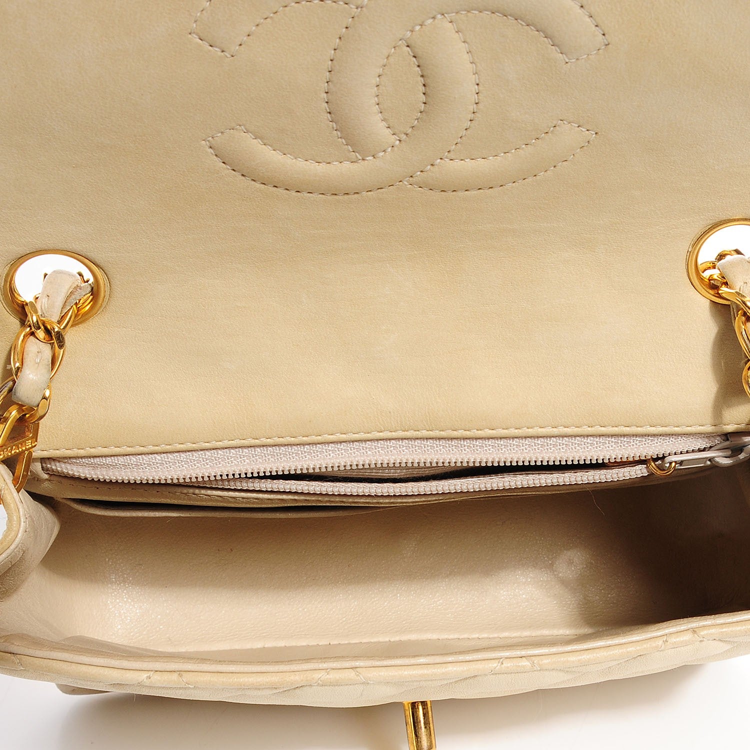 Chanel Lambskin Quilted Mini Square Flap Beige Clair 9 of 9