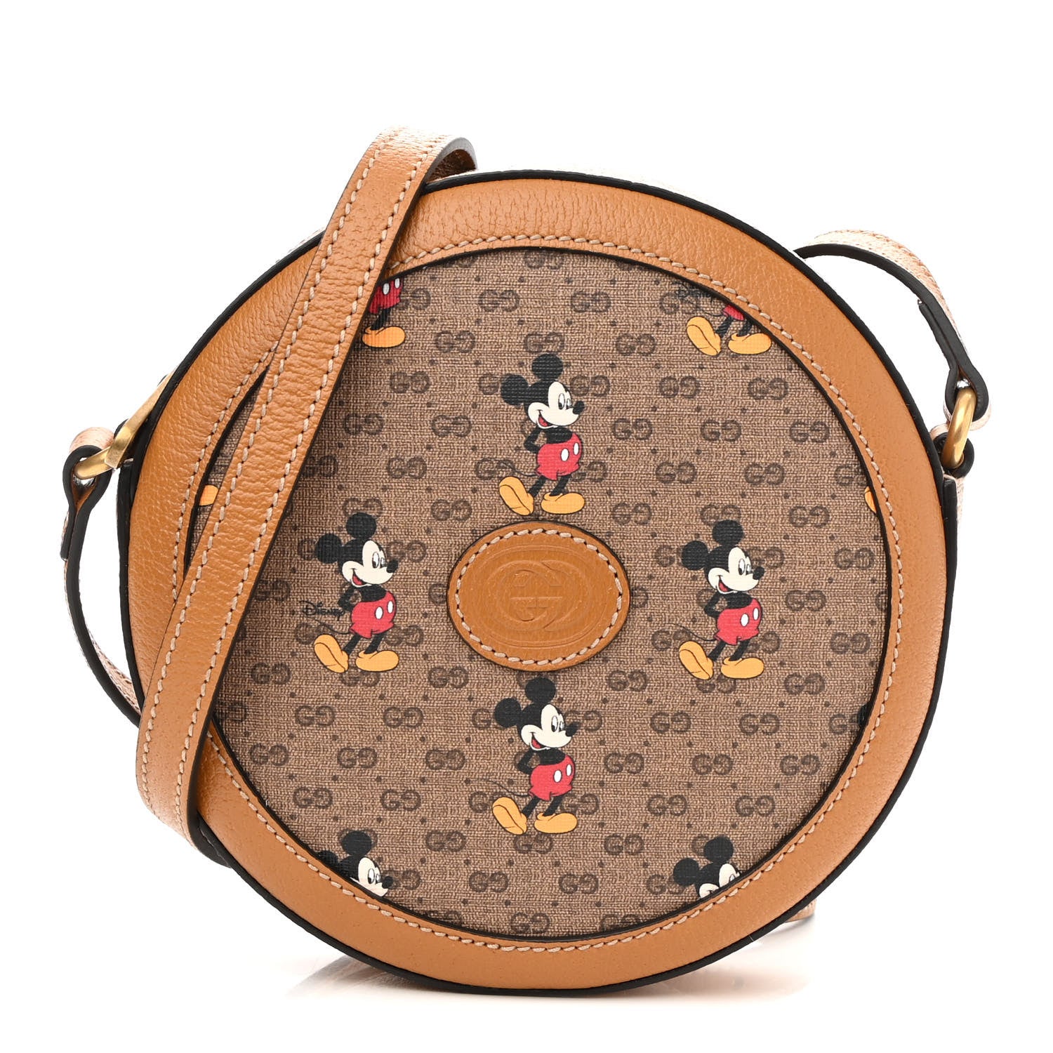 Gucci X DISNEY Mini Vintage GG Supreme Monogram Mickey Mouse Round Shoulder Bag Beige Vintage Sun Oil 1 of 10