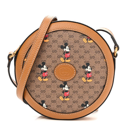Gucci X DISNEY Mini Vintage GG Supreme Monogram Mickey Mouse Round Shoulder Bag Beige Vintage Sun Oil 1 of 10