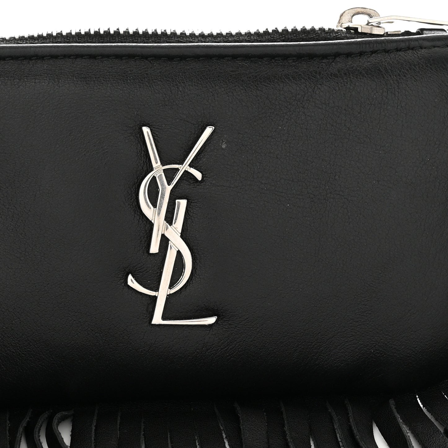 Calfskin Monogram Small Fringe Key Pouch Black