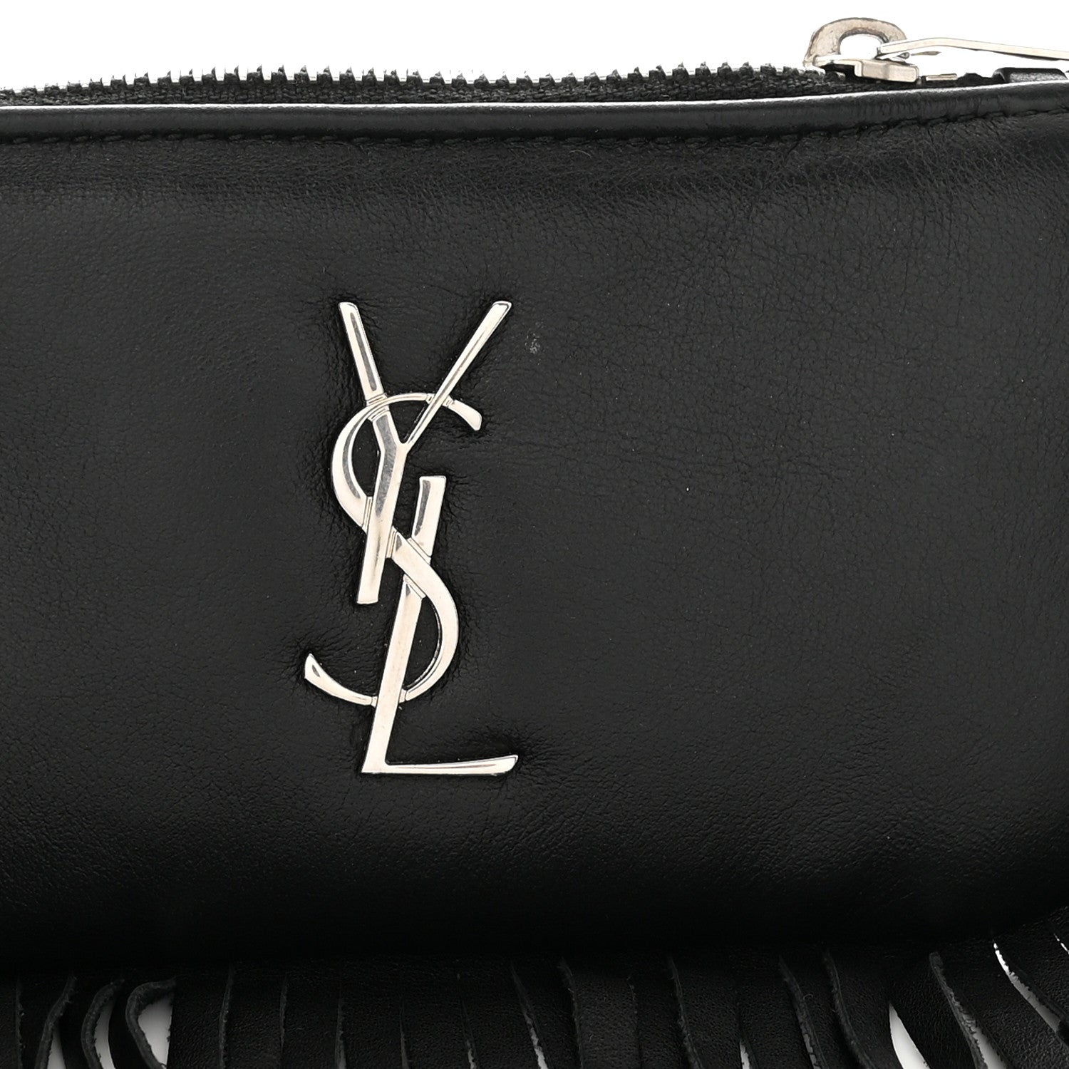 Saint Laurent Calfskin Monogram Small Fringe Key Pouch Black 9 of 9