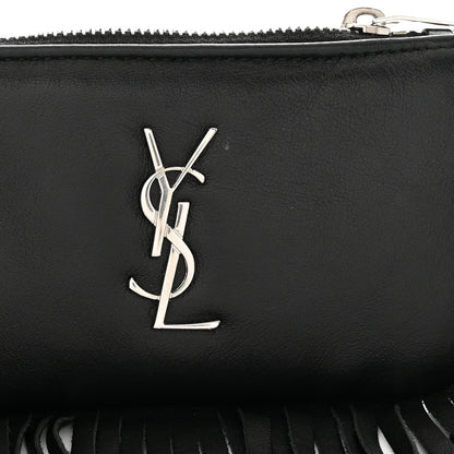 Saint Laurent Calfskin Monogram Small Fringe Key Pouch Black 9 of 9