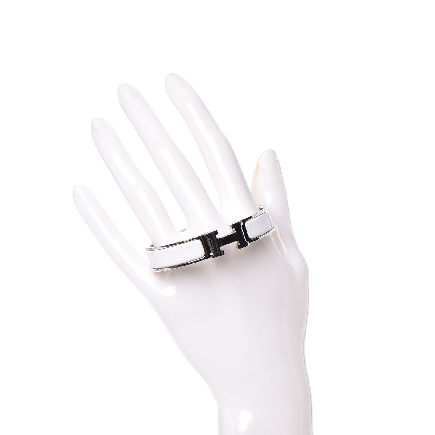 Enamel Narrow Clic Clac H Bracelet PM White