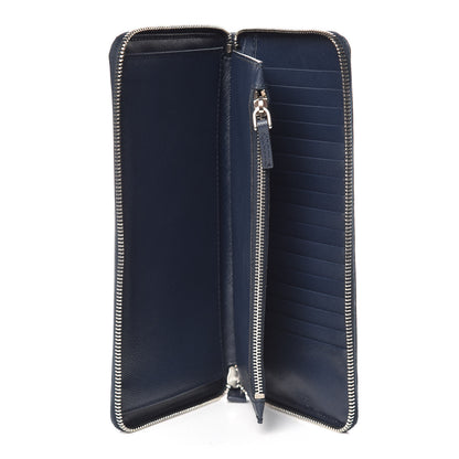 Prada Saffiano Zip Around Document Wallet Baltico 5 of 7