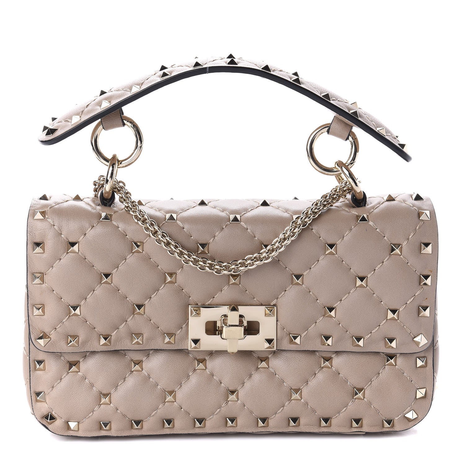 Valentino Garavani Nappa Small Rockstud Spike Shoulder Bag Poudre 1 of 10