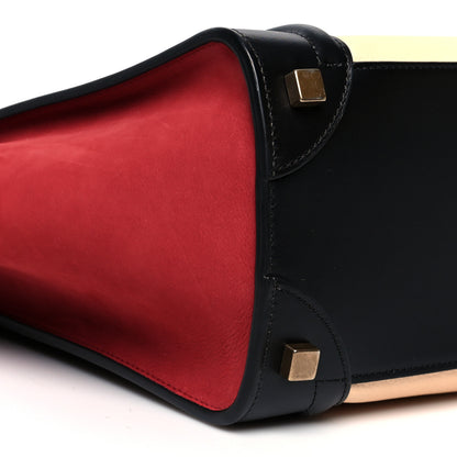 Celine Drummed Calfskin Nubuck Micro Tri-Color Luggage Ruby 8 of 9