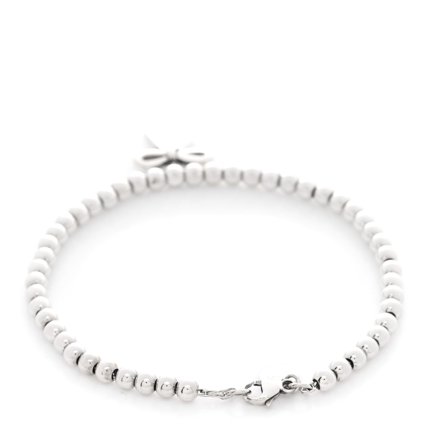 Sterling Silver 4mm Bow Bead Bracelet