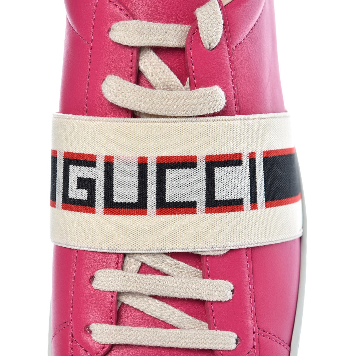 Calfskin Stripe Womens New Ace Sneakers 40.5 Box Pink Ecru Notte