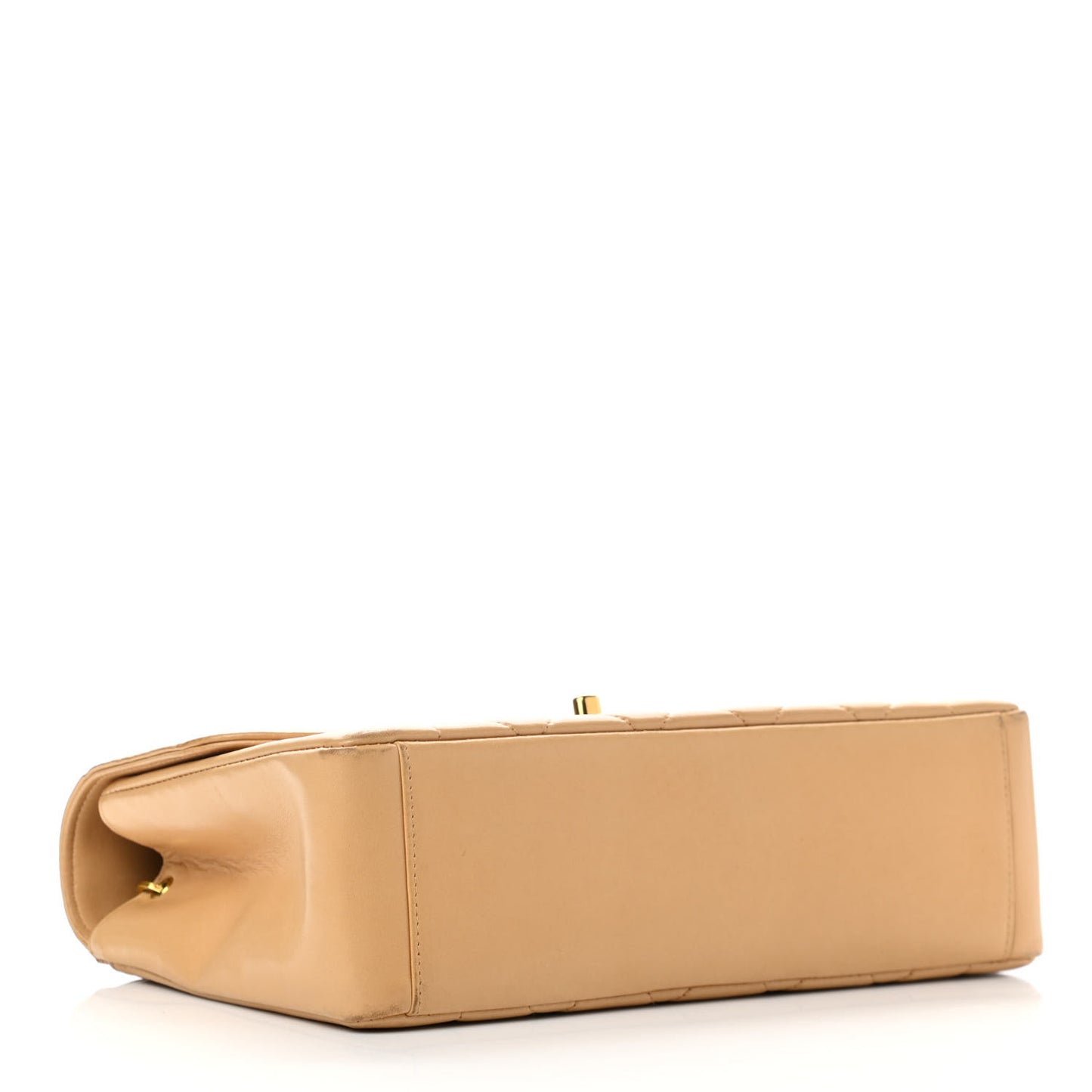 Lambskin Quilted Medium Single Flap Beige