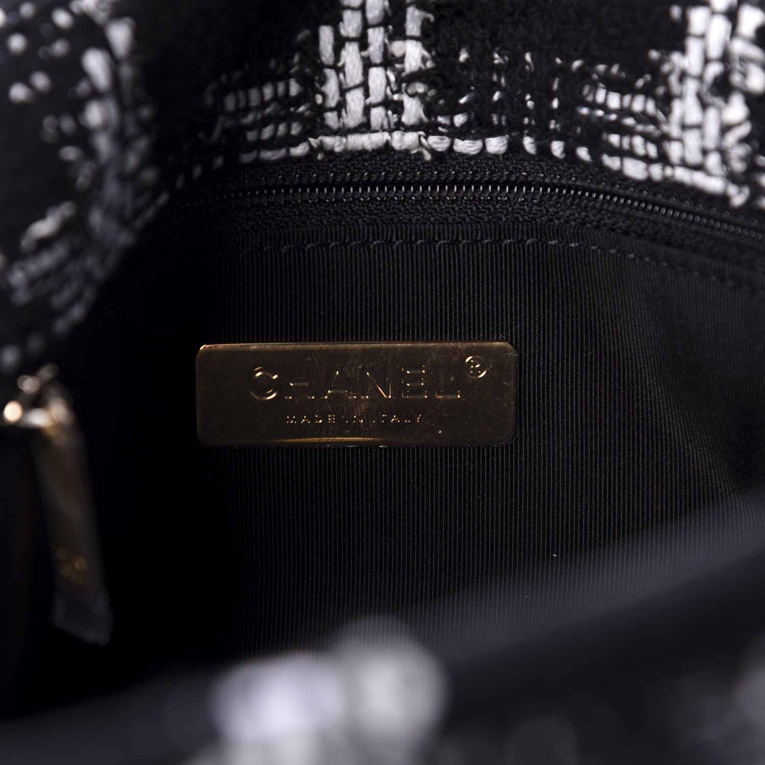 Chanel Tweed Quilted Large 19 Flap Black White 9 of 12