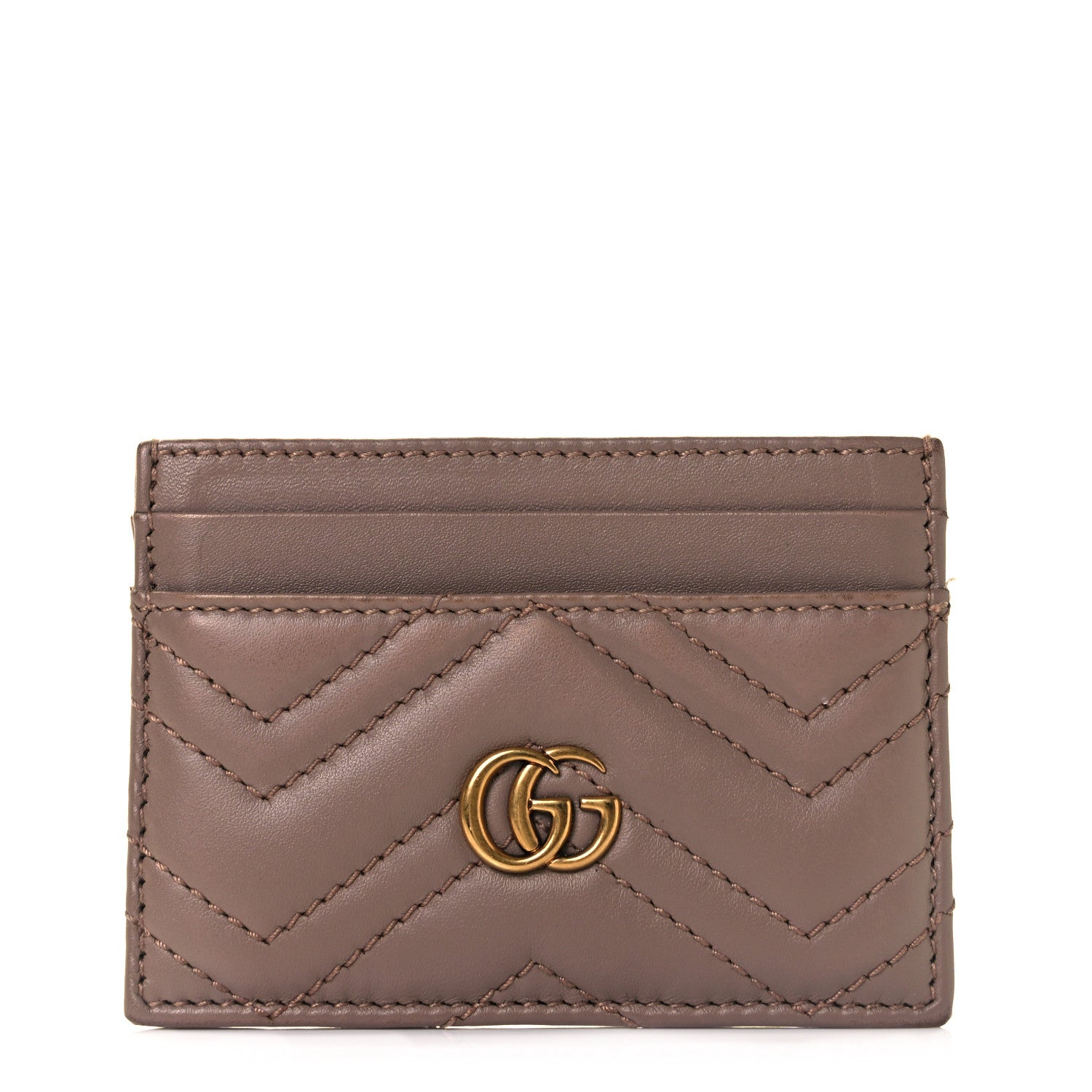Gucci Calfskin Matelasse GG Marmont Card Holder Porcelain Rose 1 of 10