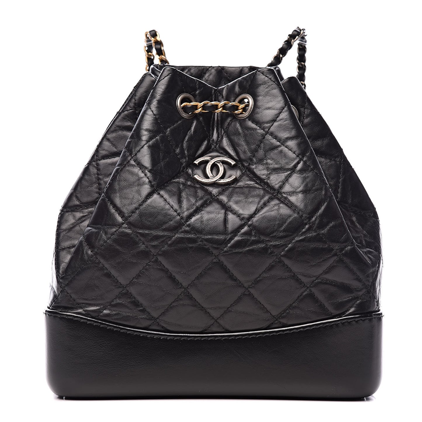 Aged Calfskin Quilted Small Gabrielle Backpack Black