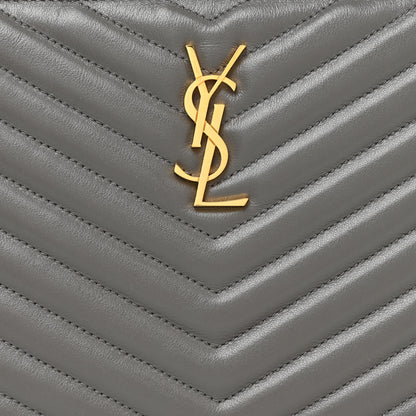 Saint Laurent Calfskin Matelasse Chevron Monogram A5 Wristlet Earth 10 of 11