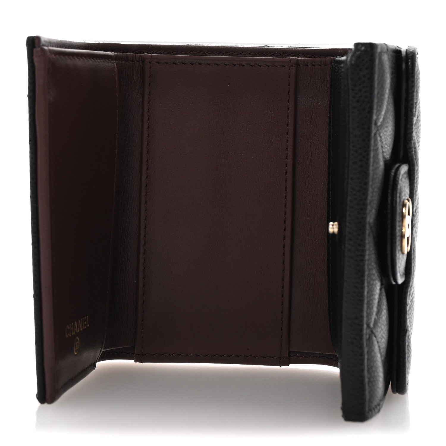 Chanel Caviar Quilted Tri-Fold Flap Wallet Black 5 of 9