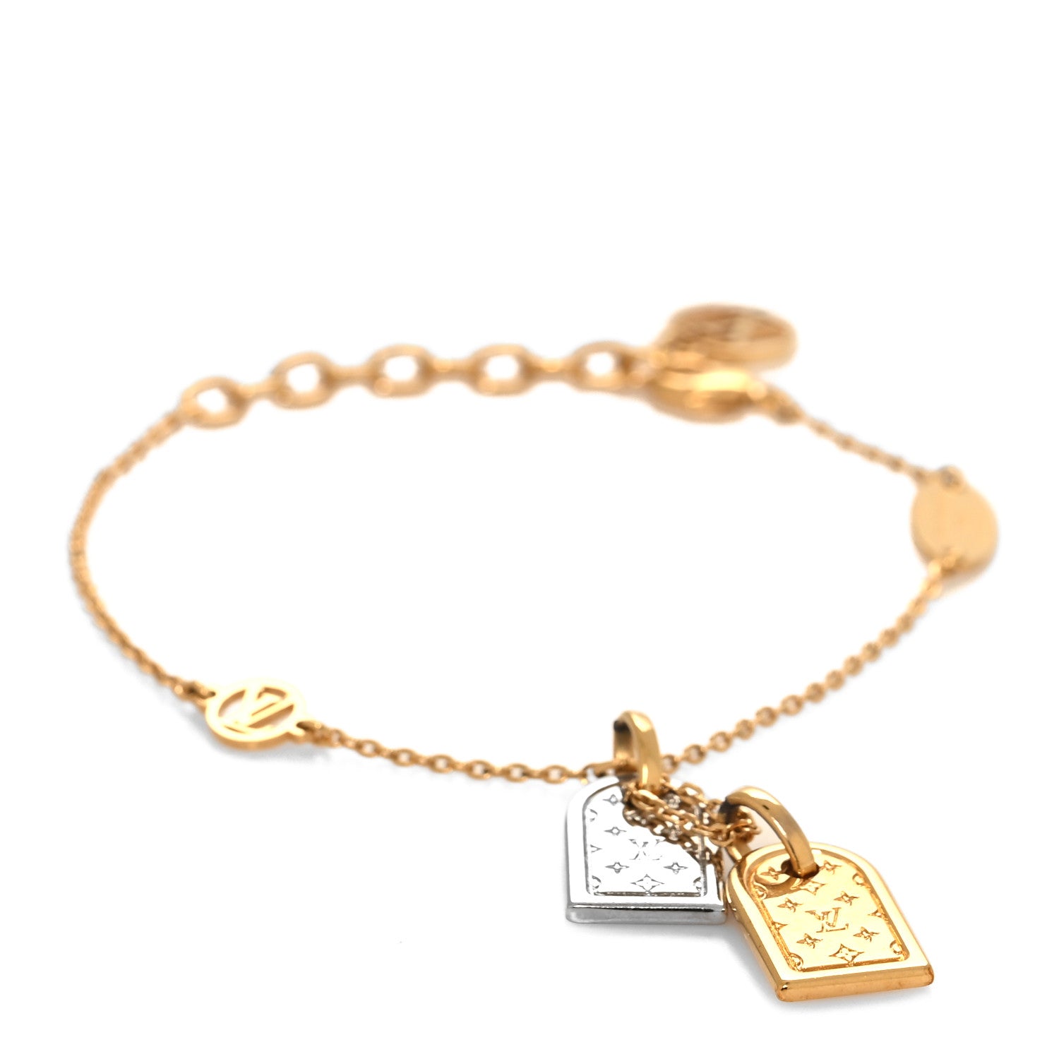 Louis Vuitton Brass Nanogram Bracelet Silver Gold 1 of 5