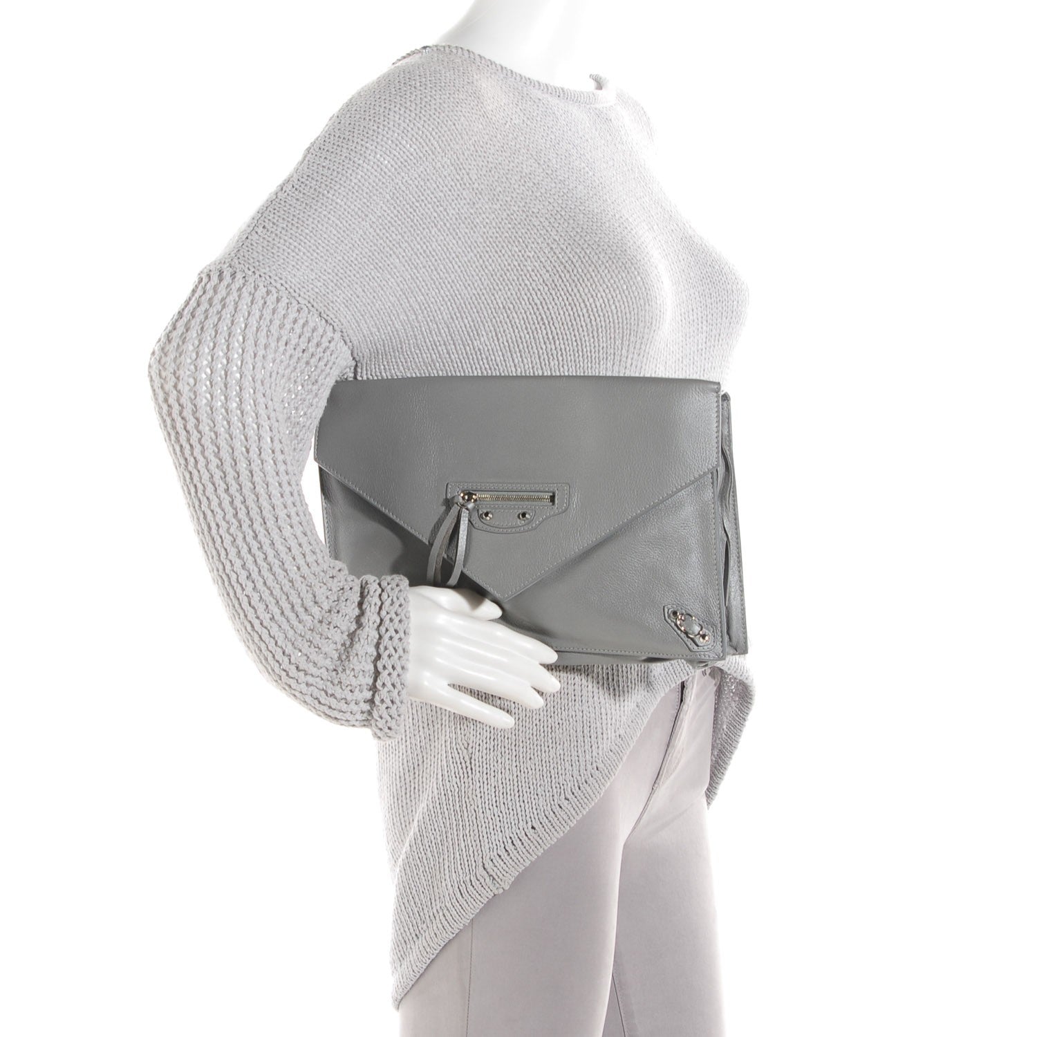Balenciaga Veau Papier Sight Clutch Gris Metal 2 of 11