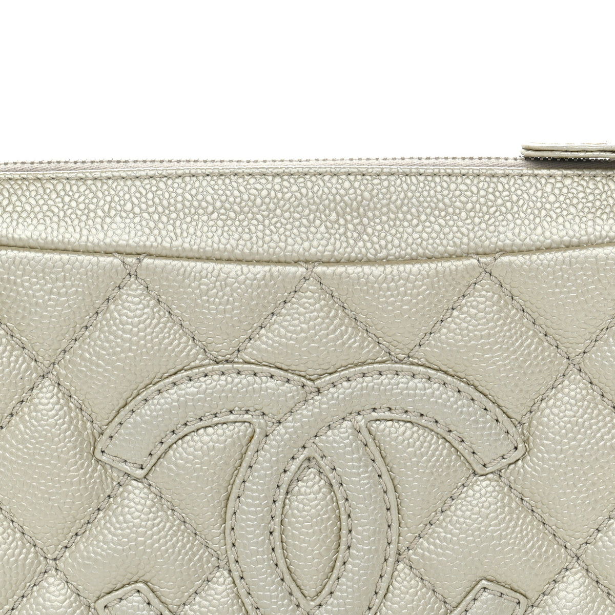 Metallic Caviar Quilted Timeless CC Shoulder Bag Light Gold