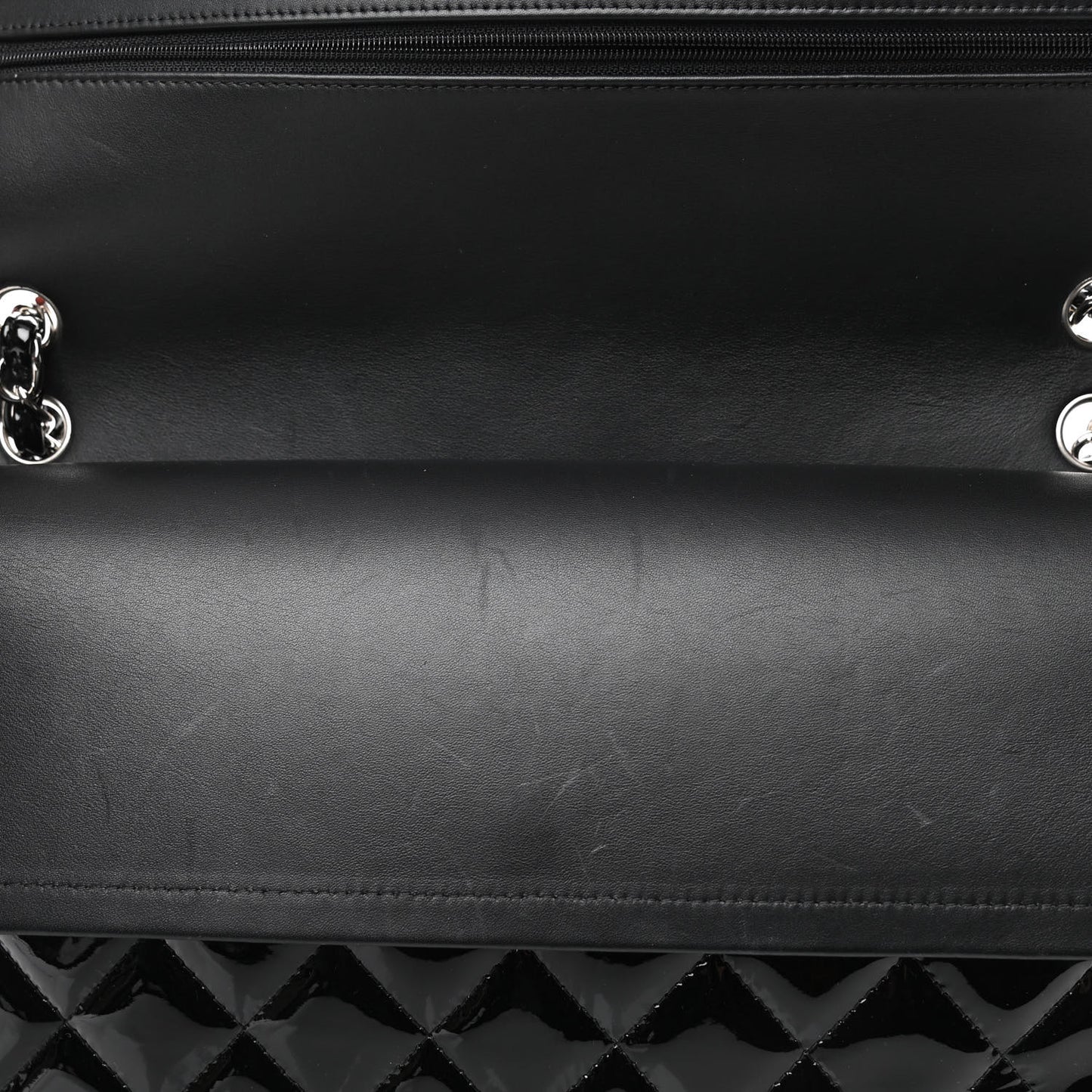 Patent Quilted Maxi Double Flap Black