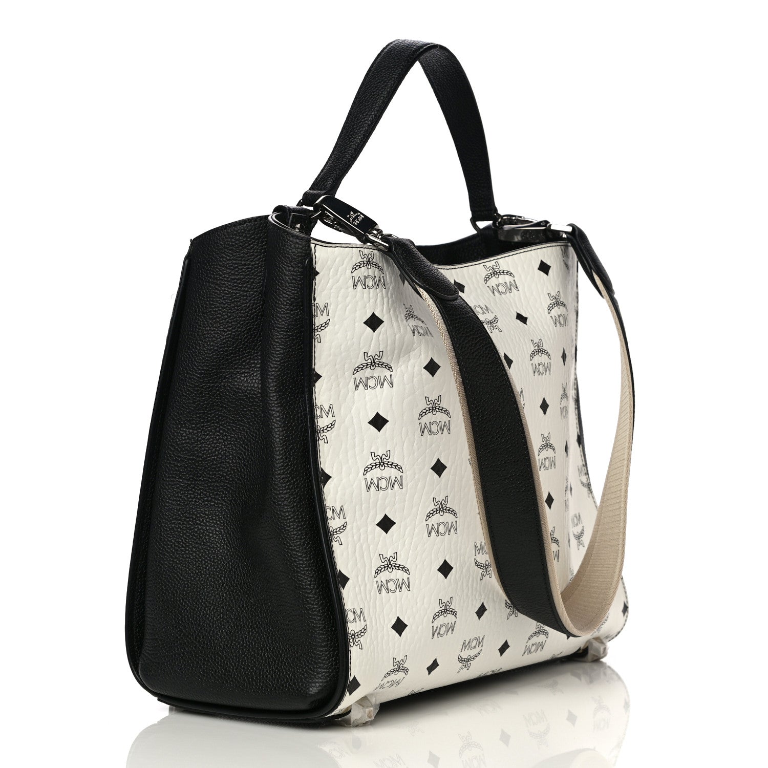 MCM Visetos Medium Corina Shoulder Bag White 2 of 9