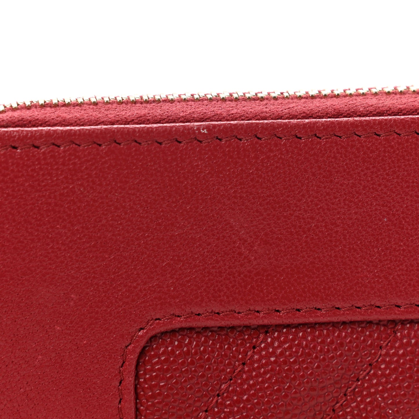 Sheepskin Caviar Chevron Quilted Medium Mademoiselle Vintage Zip Around Wallet Red