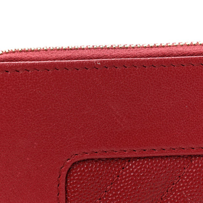 Chanel Sheepskin Caviar Chevron Quilted Medium Mademoiselle Vintage Zip Around Wallet Red 10 of 11