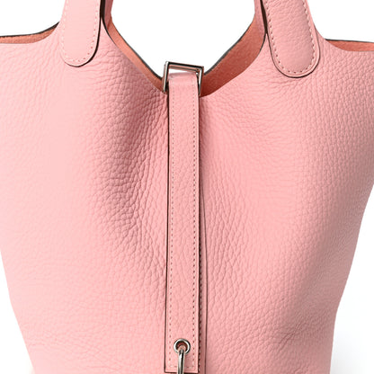 Hermes Taurillon Clemence Picotin Lock 18 PM Rose Sakura 8 of 10