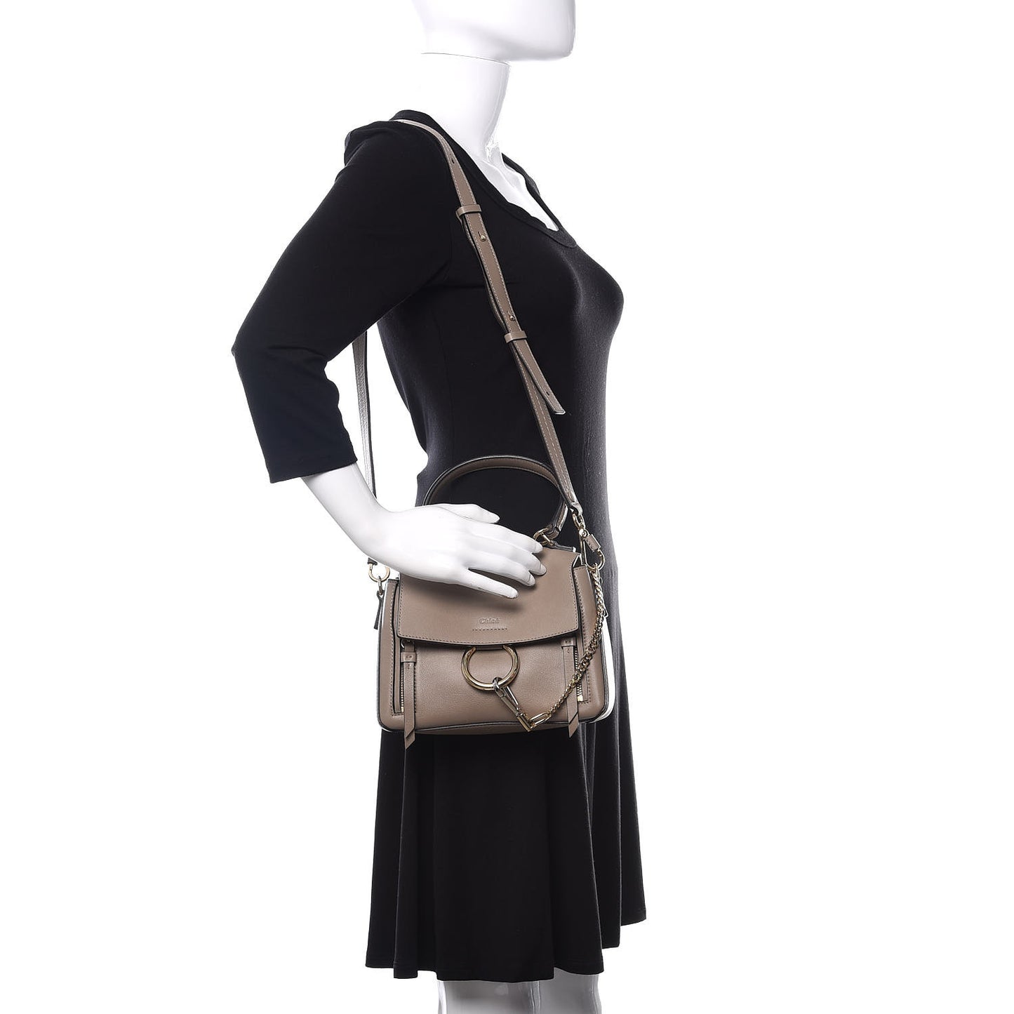 Calfskin Mini Faye Day Shoulder Bag Motty Grey