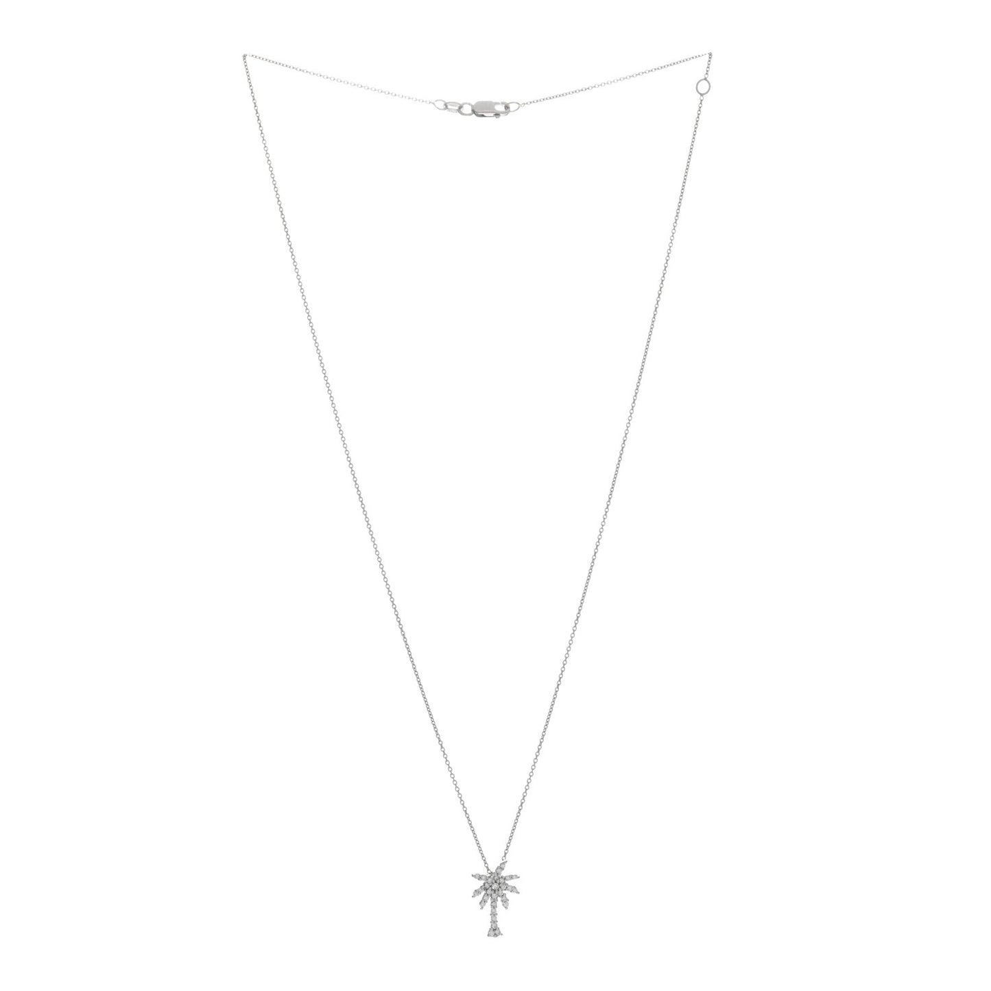 18K White Gold Diamond Tiny Treasures Palm Tree Pendant Necklace