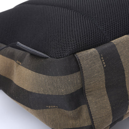 Fendi Fabric Jacquard Cuoio Romano Vitello Pequin Bi-Color FF 1974 Embossed Backpack Tobacco Moro Rosso Malboro Maya Black 7 of 10