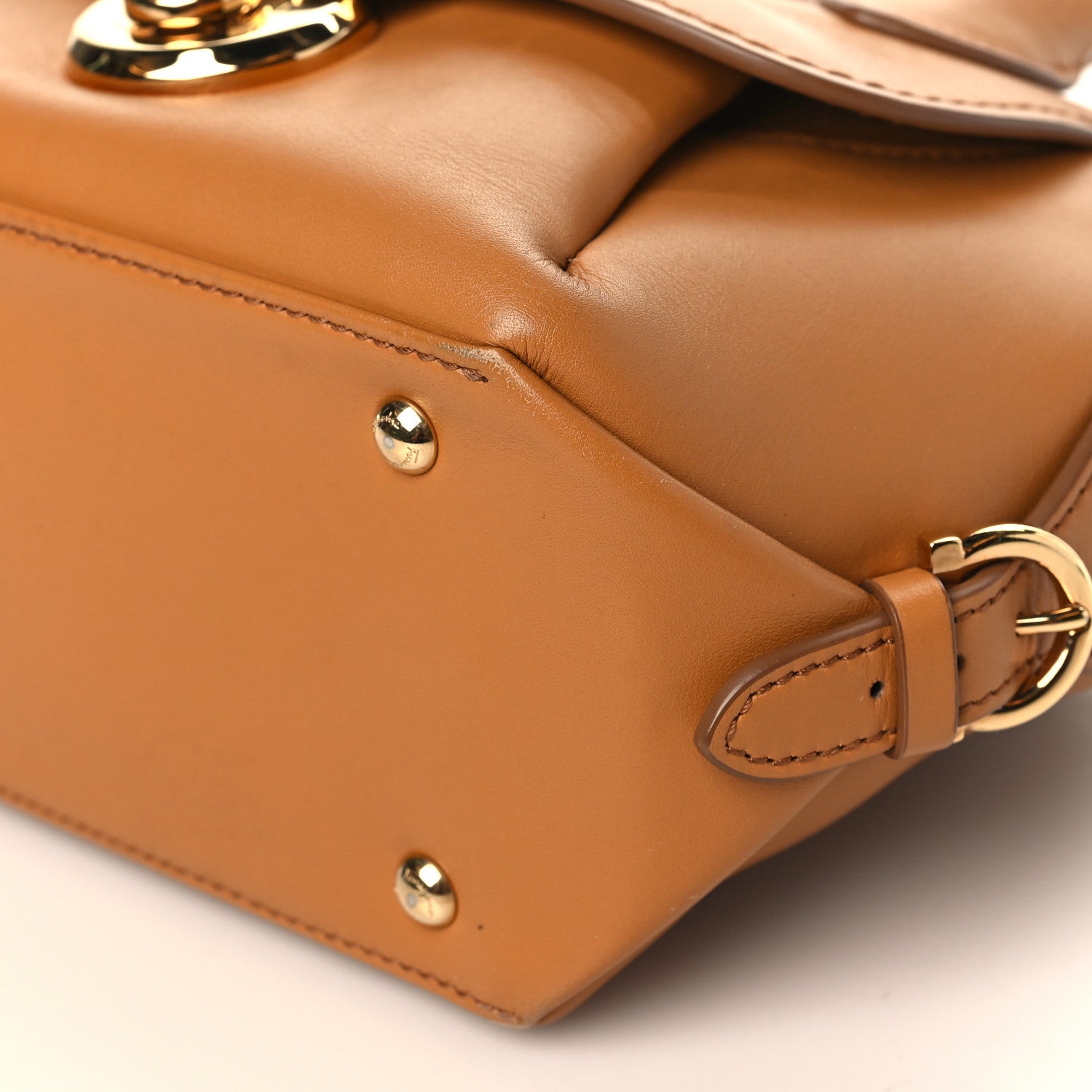 Salvatore Ferragamo Calfskin Small Fiamma Bag Brown 7 of 8