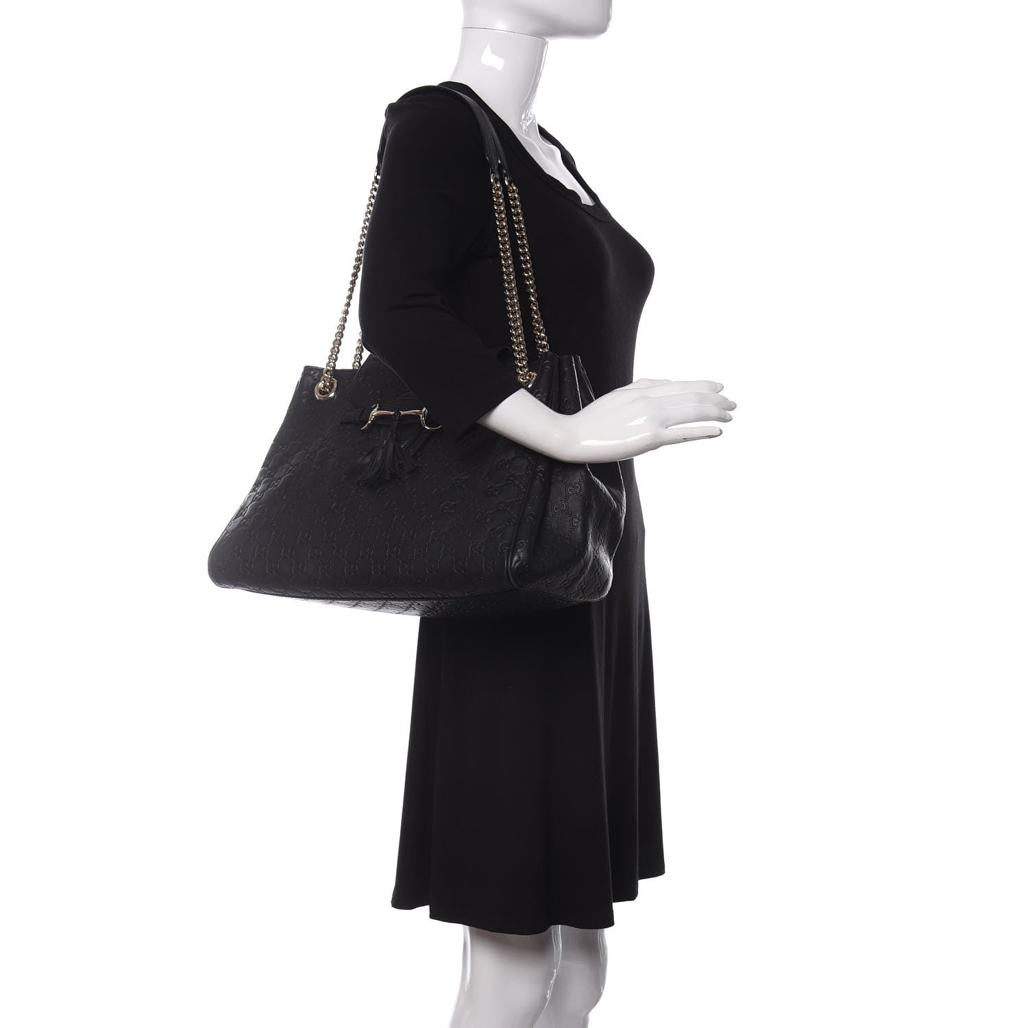 Gucci Guccissima Medium Emily Shoulder Bag Black 2 of 10