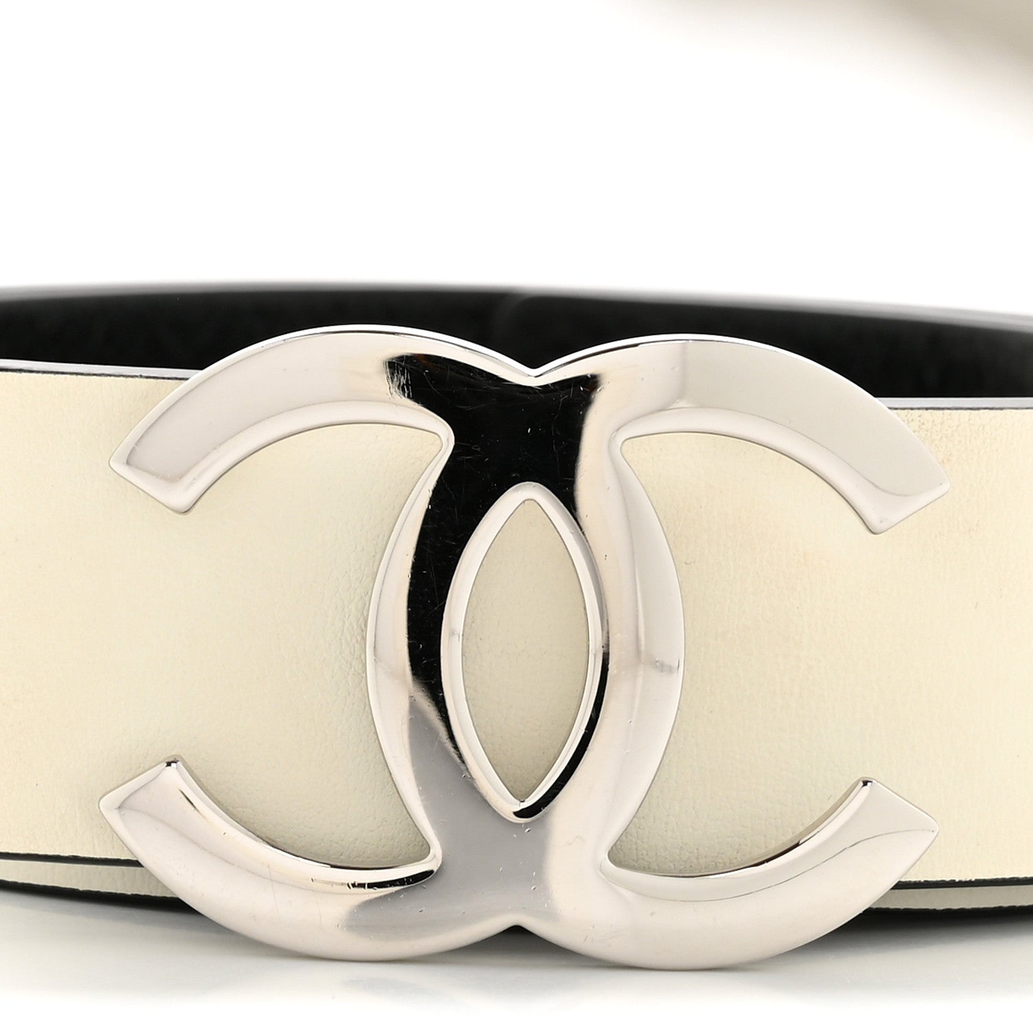 Chanel Calfskin CC Reversible Belt 85 White Black 5 of 9