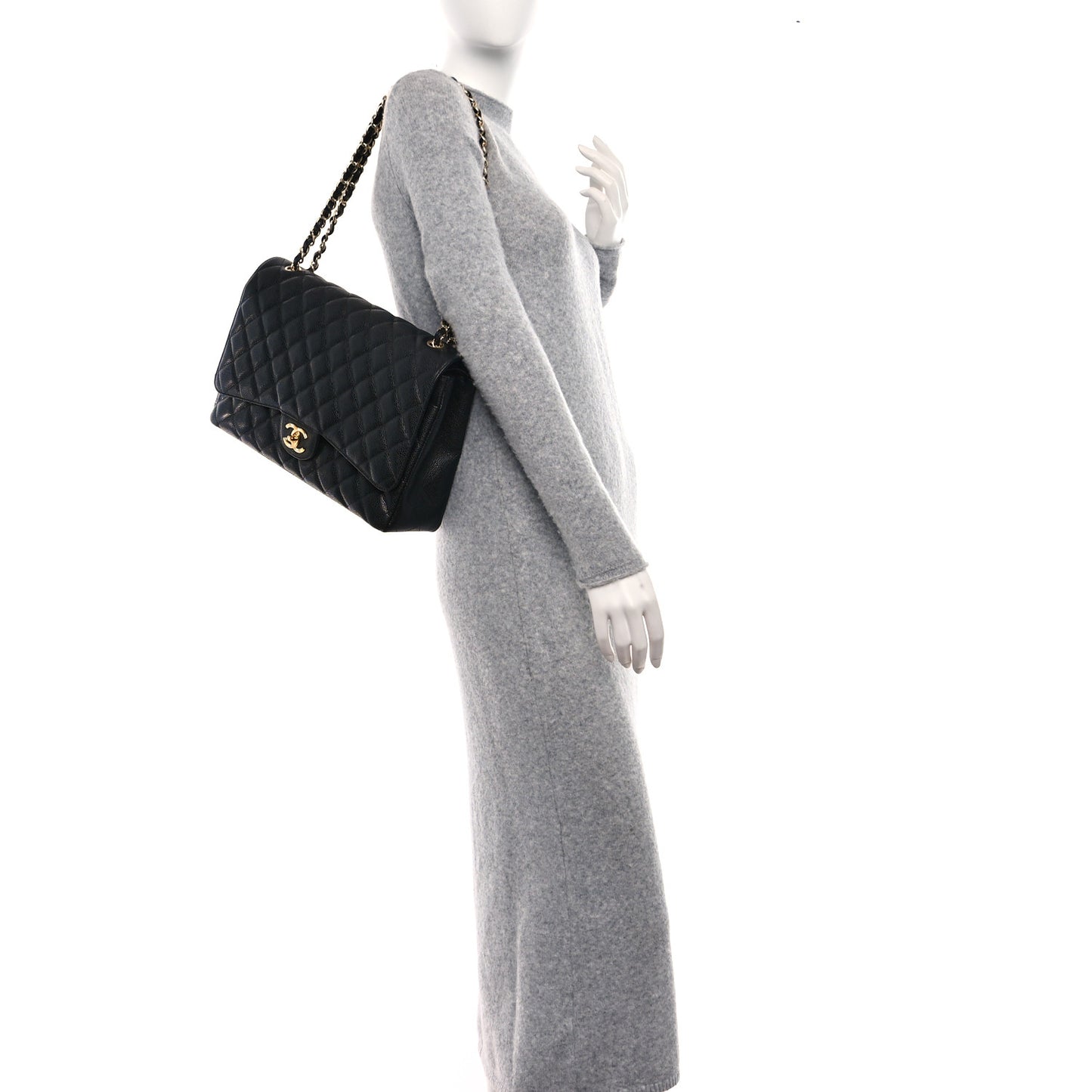 Caviar Quilted Maxi Double Flap Black