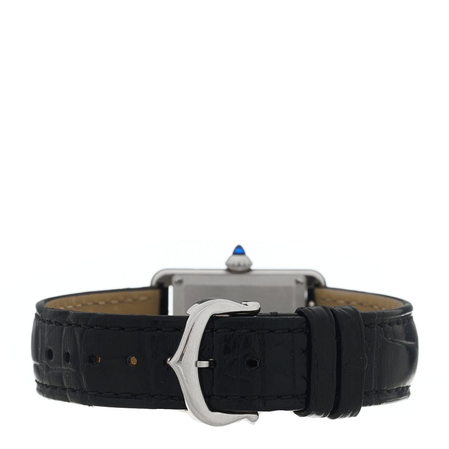 Stainless Steel Alligator 22mm Must de Cartier Tank Quartz Watch Black