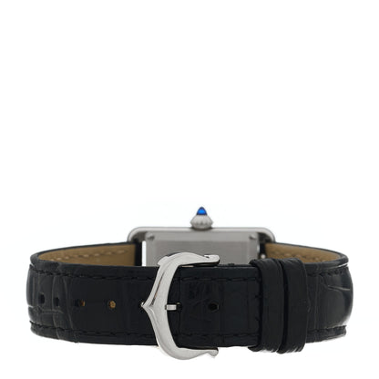 Cartier Stainless Steel Alligator 22mm Must de Cartier Tank Quartz Watch Black 3 of 5
